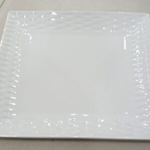 White Dotted Ceramic Flat Plate